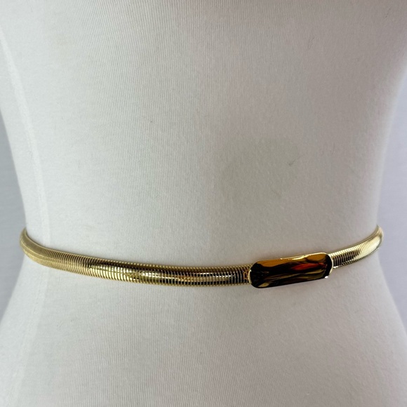 Vintage Gold-Tone Flexible Stretch Snake Chain Skinny Belt main image 5